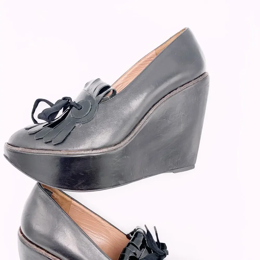 Robert Clergerie Fringe Platform Wedges - Picture 8 of 11